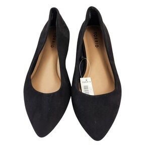 Torrid Black Faux Suede Pointed Toe Flat Shoes Women's Size 7